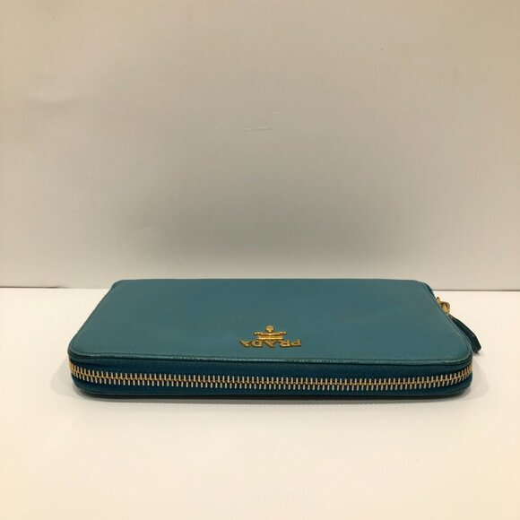 Prada Blue Zip Around Long Wallet Sku#84136 (Gently used) - Picture 4 of 15